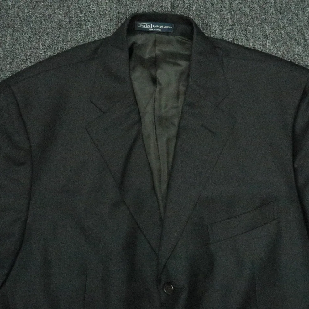 VINTAGE‎ Polo Ralph Lauren Blazer Men 44L Gray Wool Sport Coat Jacket Italy